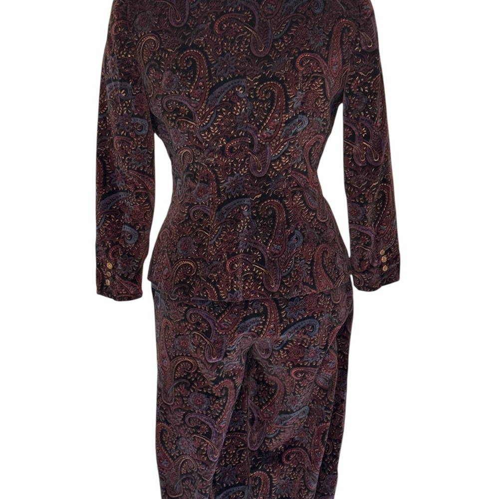 Dark Purple Vintage Paisley Handmade Knickerbocker Two Piece Set Size XS/S - Picture 5 of 7